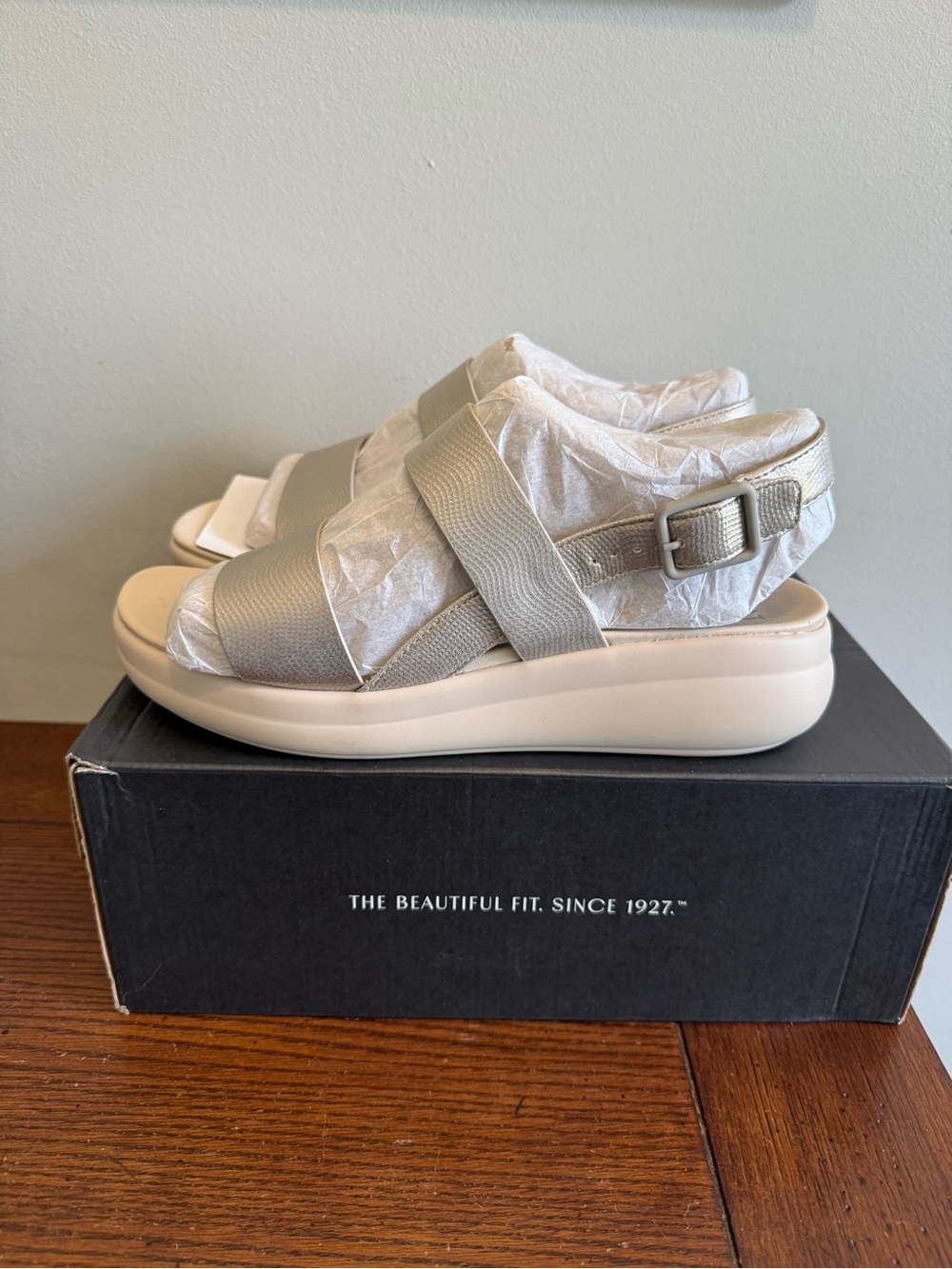 Naturalizer Coast‎ silver low wedge sandals